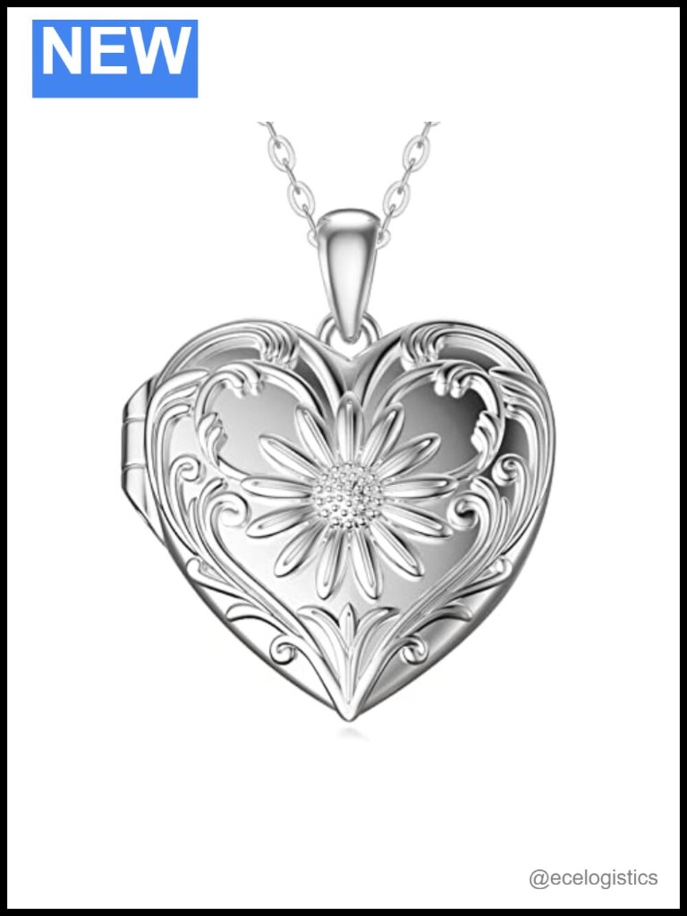 White Gold Plated Locket Necklace Holds Photos